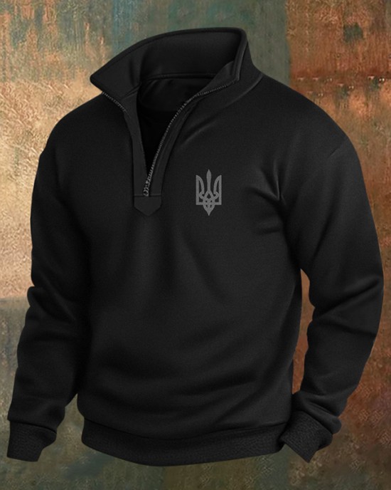 Men's Ukraine Trident Print Zip Sweatshirt Men's Ukraine Trident Print Zip Sweatshirt
