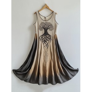Viking Life Of Tree Celti Art Patchwork Linen Tank Dress