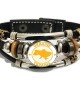 Ukraine Handmade Glass Round Snap Wide Leather Bracelet