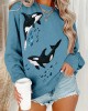 Ocean Whales Embroidery Art Vintage Cozy Sweatshirt Ocean Whales Embroidery Art Vintage Cozy Sweatshirt