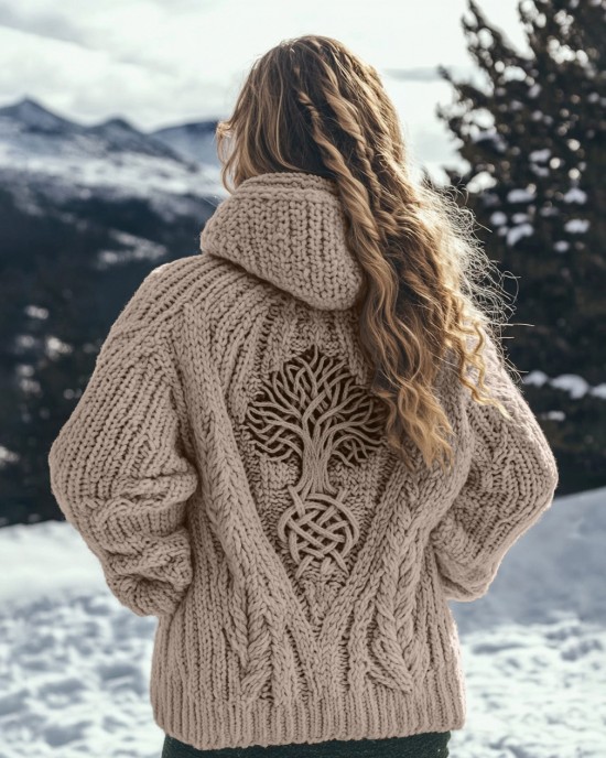 Women's Viking Tribal Tree Of Life Celtic Knot Hooded Sweater