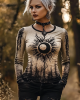 Retro Mystical Moon Print Long Sleeve T-shirt Retro Mystical Moon Print Long Sleeve T-shirt