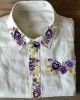 Classy Pansy Floral Embroidered Linen Blend Blouse Classy Pansy Floral Embroidered Linen Blend Blouse