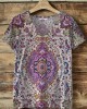 Women's Hippie Print V-neck T-shirt