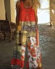 Vintage Square Patchwork Polka Dot Art Women's Linen Wide Leg Jumpsuit Vintage Square Patchwork Polka Dot Art Women's Linen Wide Leg Jumpsuit