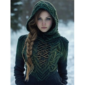 Vintage Celtic Forest Elf Gradient Cozy Hooded Sweater