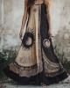 Mystical Sun & Moon Contrast Lace Layered Maxi Linen Dress