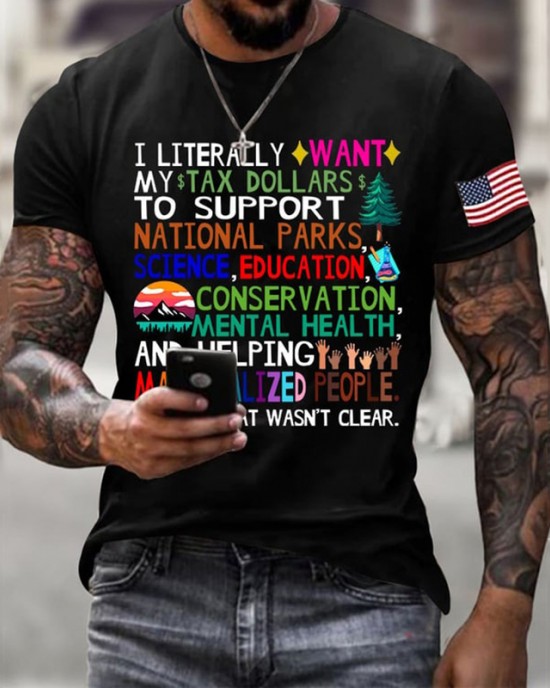 Men's Support National Parks Printed Round Neck T-shirt Men's Support National Parks Printed Round Neck T-shirt