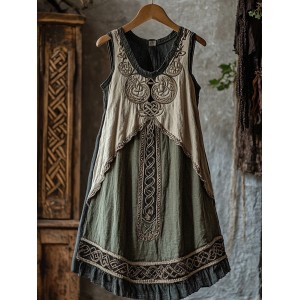 Tribal Viking Celtic Knot Lace Art Linen Tank Dress