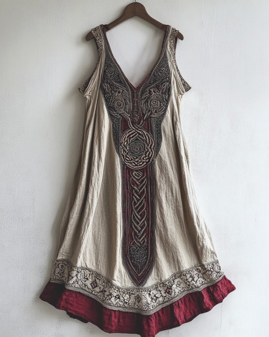 Viking Age Vintage Totem Linen Tank Dress Viking Age Vintage Totem Linen Tank Dress
