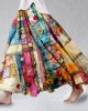 Colorful Boho Patchwork Flowy Linen Blend Wide Skirt Colorful Boho Patchwork Flowy Linen Blend Wide Skirt