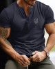 Men's Ukraine Trident Embroidered Henley T-shirt Men's Ukraine Trident Embroidered Henley T-shirt