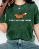 Keep Nature Wild Fox Embroidered Washed T Shirt