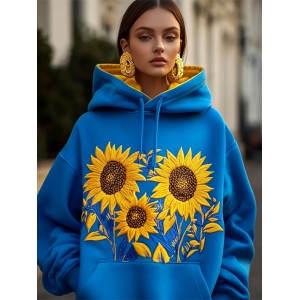 Vintage Ukraine Sunflower Casual Hoodie