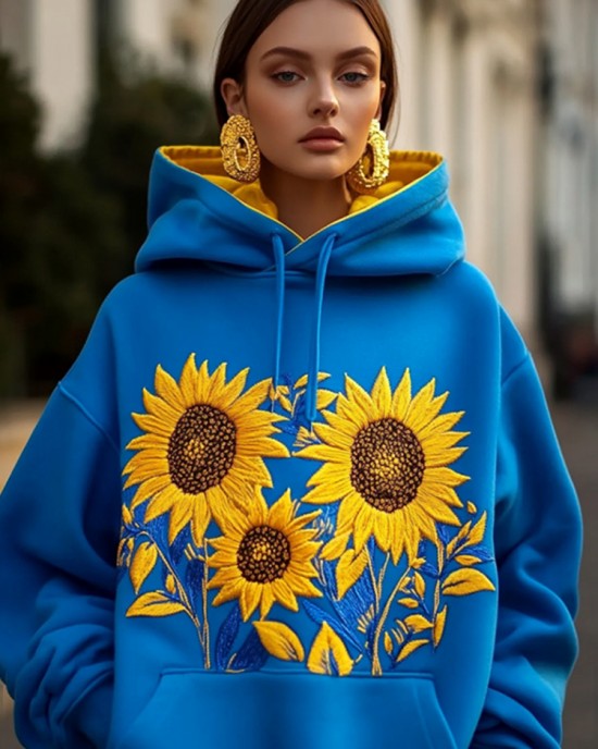 Vintage Ukraine Sunflower Casual Hoodie