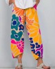 Women's Abstract Art Floral Print Linen Blend Pants Women's Abstract Art Floral Print Linen Blend Pants