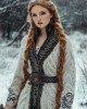 Medieval Celtic Contrast Hem Cozy Chunky Long Cardigan Medieval Celtic Contrast Hem Cozy Chunky Long Cardigan
