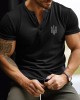 Men's Ukraine Trident Embroidered Henley T-shirt Men's Ukraine Trident Embroidered Henley T-shirt