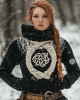 Women's Viking Tribal Jacquard Celtic Inspired Chunky Knit Hooded Sweater Women's Viking Tribal Jacquard Celtic Inspired Chunky Knit Hooded Sweater