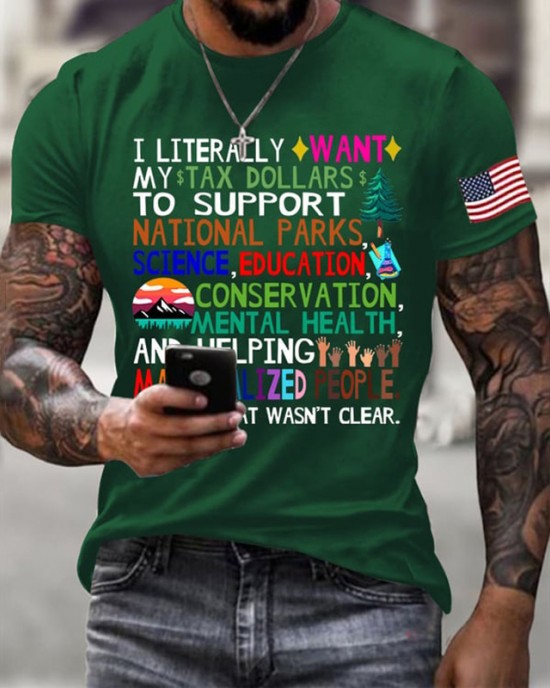 Men's Support National Parks Printed Round Neck T-shirt Men's Support National Parks Printed Round Neck T-shirt