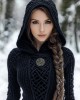 Women's Viking Style Knitted Cozy Hooded Sweater