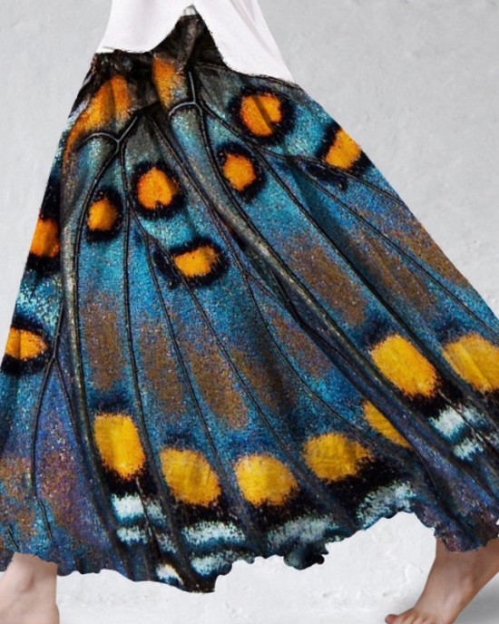 Glitter Butterfly Wings Art Flowy Wide Skirt Glitter Butterfly Wings Art Flowy Wide Skirt