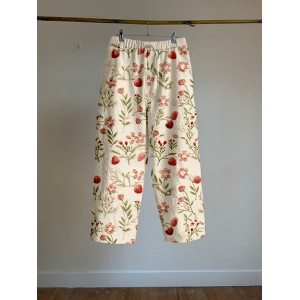 Vintage Strawberry Graphic Linen Blend Comfy Pants