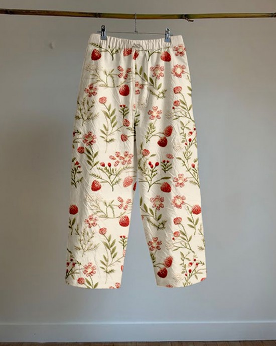 Vintage Strawberry Graphic Linen Blend Comfy Pants