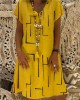 Geometric Pattern V Neck A Line Midi Dress Geometric Pattern V Neck A Line Midi Dress