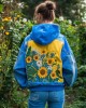 Women's Ukrainian Sunflower Embroidered Print Washde Hooded Sweatshirt Women's Ukrainian Sunflower Embroidered Print Washde Hooded Sweatshirt