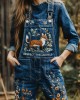 Respect The Locals Fox Floral Embroidered Denim Overalls Respect The Locals Fox Floral Embroidered Denim Overalls
