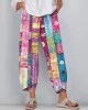 Women's Boho Colorful Patchwork Linen Blend Pants Women's Boho Colorful Patchwork Linen Blend Pants
