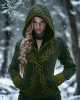 Women's Viking Celtic Knot Jacquard Knit Hooded Sweater