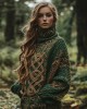 Classic Celtic Knot Jacquard Contrast Color Turtleneck Sweater