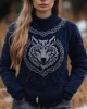 Viking Wolf Inspired Celtic Jacquard Cozy Chunky Sweater Viking Wolf Inspired Celtic Jacquard Cozy Chunky Sweater