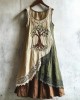 Vintage Viking Tree Of Life Embroidered Flowy Linen Dress Vintage Viking Tree Of Life Embroidered Flowy Linen Dress