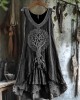 Tribal Tree Of Life Lace Patchwork Art Linen Tank Dress