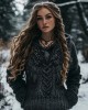 Women's Viking Bird Graphic Chunky Knit Celtic Knot Vintage Pocket Hooded Sweater Women's Viking Bird Graphic Chunky Knit Celtic Knot Vintage Pocket Hooded Sweater