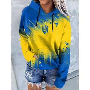 Women's Stand With Ukraine Contrasting Colors Hoodies