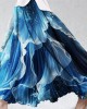 Sea Waves Fishtail Inspired Glitter Flowy Wide Skirt