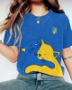 Hug Of Love Abstract Cat Graphics Ukraine Inspired Printed T-shirt Hug Of Love Abstract Cat Graphics Ukraine Inspired Printed T-shirt