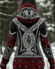 Women's Viking Style Knitted Jacquard Hooded Cardigan Sweater Women's Viking Style Knitted Jacquard Hooded Cardigan Sweater