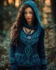 Peacock Inspired Celtic Jacquard V Neck Sweater