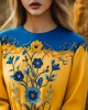 Ukraine Ethnic Floral Embroidered Contrast Color Sweatshirt Ukraine Ethnic Floral Embroidered Contrast Color Sweatshirt