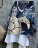 Sea Turtle & Fish Japanese Lino Art Linen Blend Tunic Sea Turtle & Fish Japanese Lino Art Linen Blend Tunic