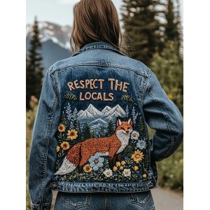 Respect The Locals Fox Floral Embroidered Denim Jacket