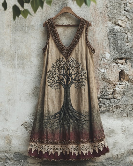 Tribal Viking Celtic Knot Gradient Art Linen Tank Dress Tribal Viking Celtic Knot Gradient Art Linen Tank Dress