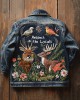 Retro Elk Floral Embroidered Art Respect The Locals Denim Jacket Retro Elk Floral Embroidered Art Respect The Locals Denim Jacket