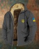 Men Support Ukrainian Trident Symbol Zipper Hoodie Men Support Ukrainian Trident Symbol Zipper Hoodie