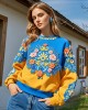 Ukraine Floral Embroidered Crew Neck Casual Sweatshirt Ukraine Floral Embroidered Crew Neck Casual Sweatshirt